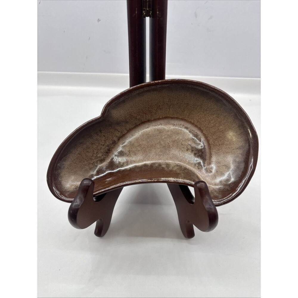 Vintage Frankoma Pottery Lazy Bones Brown Satin Bone Dish #4S MCM